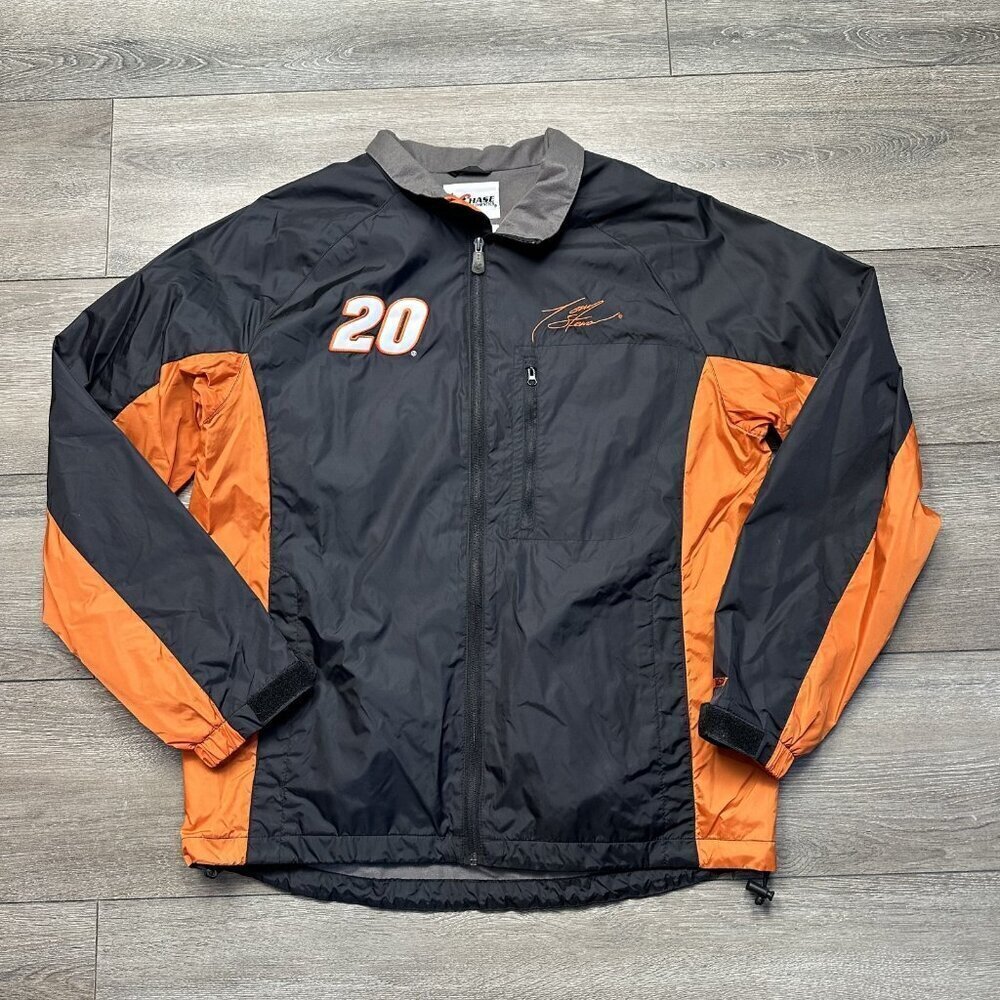 Vtg Chase Authentics Tony Stewart #20 Home Depot NASCAR Nylon Zip Up Jacket Sz L